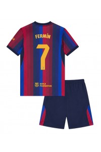 Barcelona Fermin Lopez #7 Jalkapallovaatteet Lasten Kotipeliasu 2026-27 Lyhythihainen (+ Lyhyet housut)